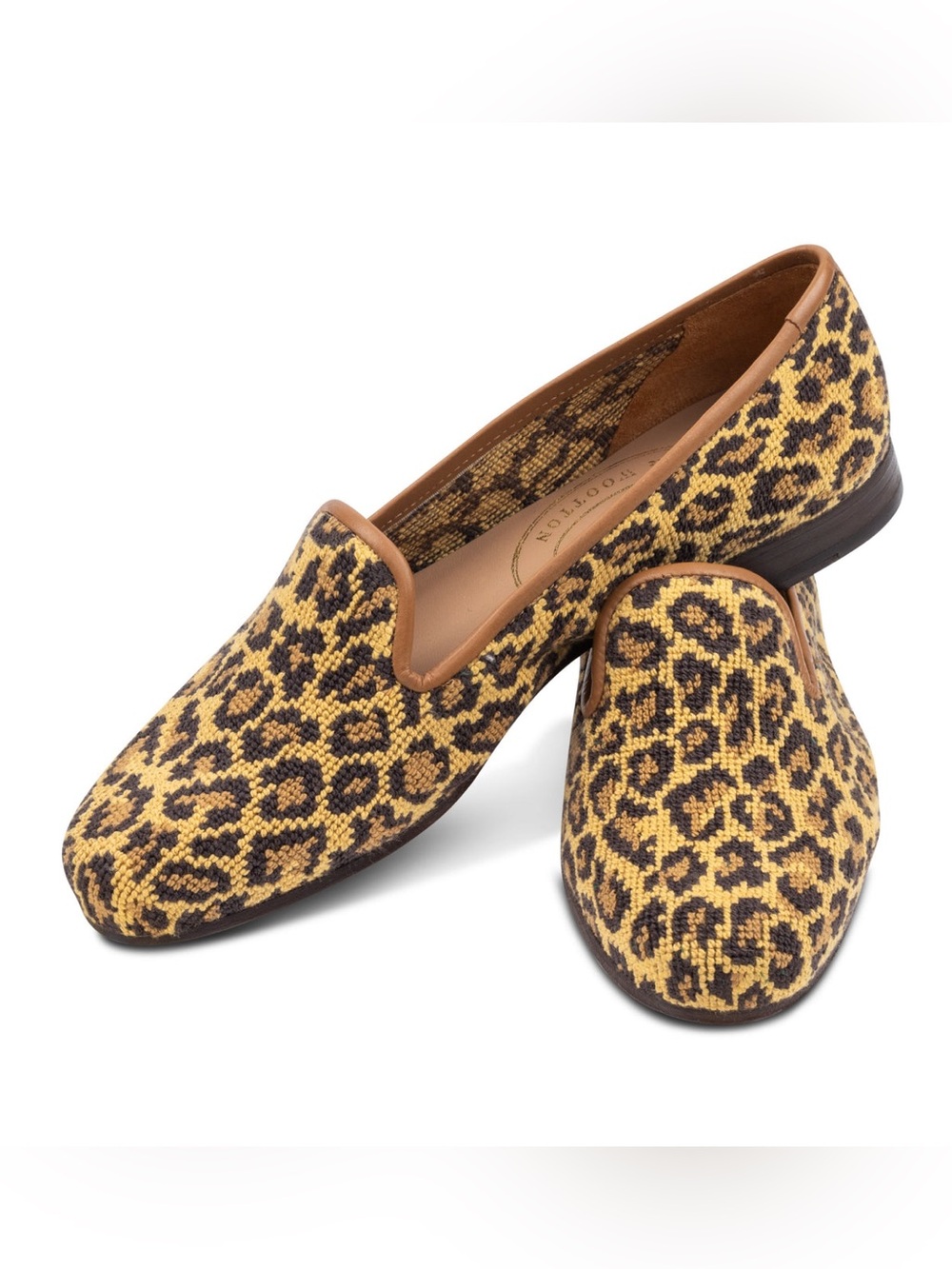 STUBBS AND WOOTTON Jane Leopard Needlepoint Slipper Size 8